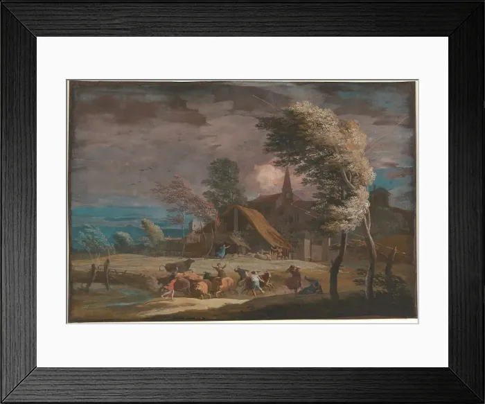 Framed Print : A Stormy Landscape, c. 1725. Creator: Marco Ricci Framed Print : A Stormy Landscape, c. 1725. Creator: Marco Ricci