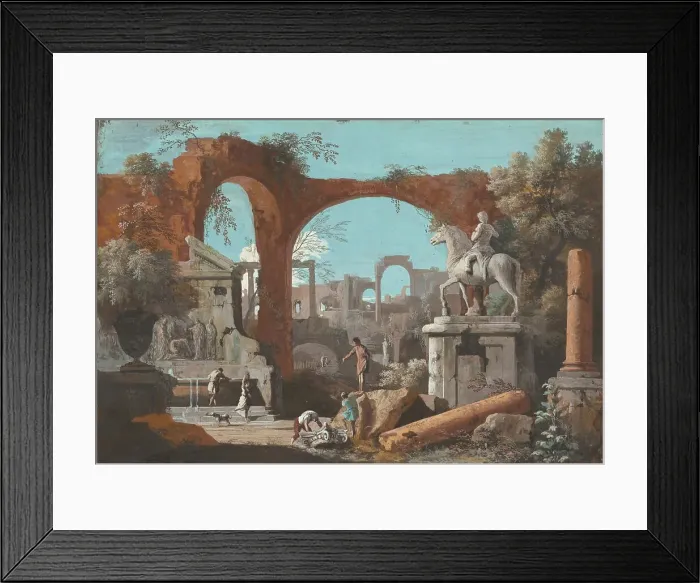 Framed Print : A Capriccio of Roman Ruins, 1727 / 1729. Creator: Marco Ricci Framed Print : A Capriccio of Roman Ruins, 1727 / 1729. Creator: Marco Ricci