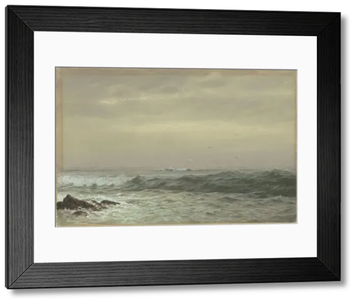 Framed Print : Rocks and Breaking Waves, c. 1870s. Creator: William Trost Richards Framed Print : Rocks and Breaking Waves, c. 1870s. Creator: William Trost Richards