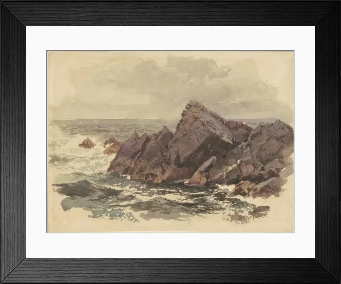 Framed Print : Seascape with Rocks, c. 1890s. Creator: William Trost Richards Framed Print : Seascape with Rocks, c. 1890s. Creator: William Trost Richards