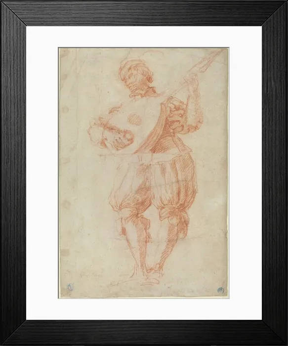 Framed Print : Man Playing a Lute [recto]. Creator: Matteo Rosselli