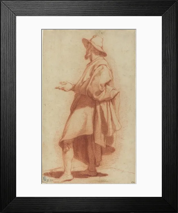 Framed Print : Standing Man Wearing a Cloak and Hat, c. 1602. Creator: Matteo Rosselli