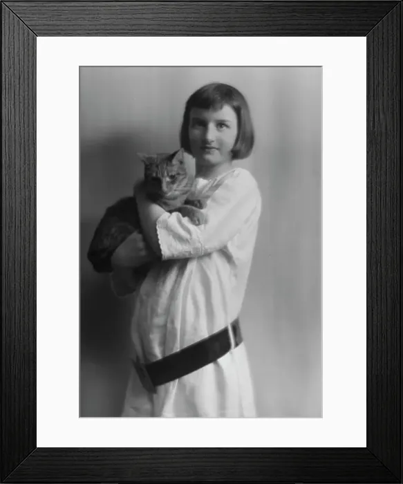 Framed Print : Damrosch, Anita, Miss, with Buzzer the cat, portrait photograph, 1914 Mar. 27. Creator: Arnold Genthe Framed Print : Damrosch, Anita, Miss, with Buzzer the cat, portrait photograph, 1914 Mar. 27. Creator: Arnold Genthe