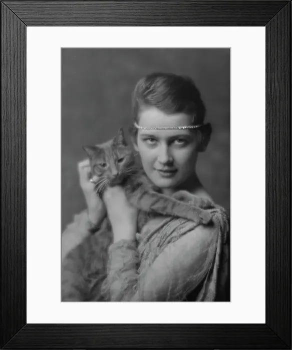 Framed Print : Holch, Anna, Miss, with Buzzer the cat, portrait photograph, ca. 1913. Creator: Arnold Genthe Framed Print : Holch, Anna, Miss, with Buzzer the cat, portrait photograph, ca. 1913. Creator: Arnold Genthe