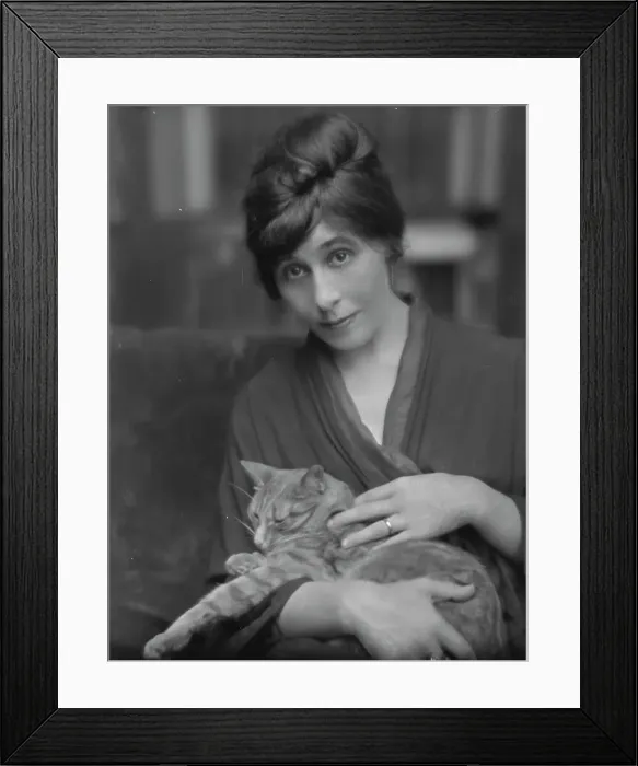 Framed Print : King, Daisy, Miss, with Buzzer the cat, portrait photograph, 1914 June. Creator: Arnold Genthe Framed Print : King, Daisy, Miss, with Buzzer the cat, portrait photograph, 1914 June. Creator: Arnold Genthe