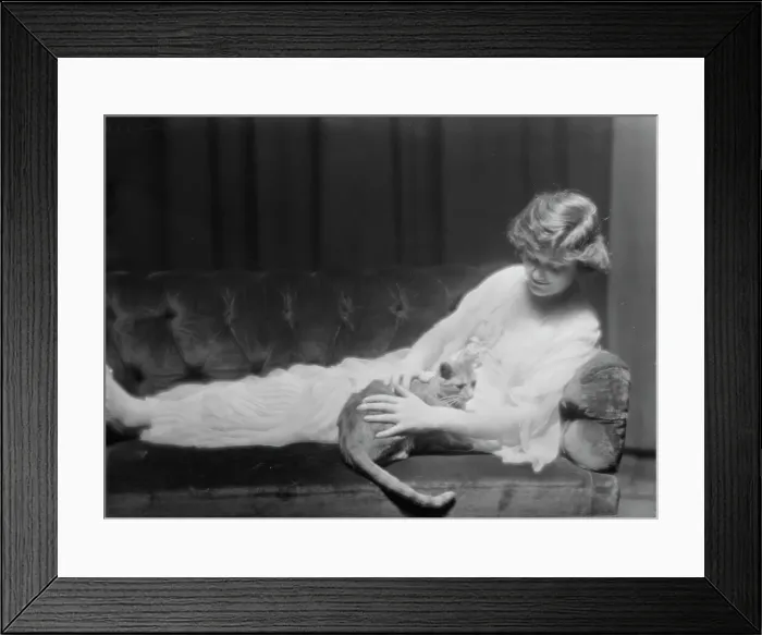 Framed Print : Murdock, Ann, Miss, with Buzzer the cat, portrait photograph, 1914 July 23. Creator: Arnold Genthe Framed Print : Murdock, Ann, Miss, with Buzzer the cat, portrait photograph, 1914 July 23. Creator: Arnold Genthe