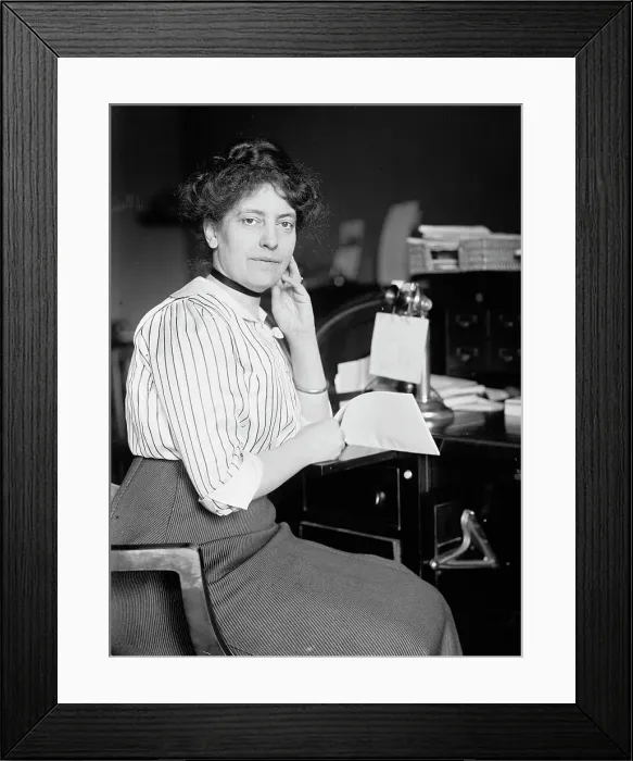 Framed Print : Miss Carolyn B. Sheldon at Desk, 1914. Creator: Harris & Ewing. Miss Carolyn B. Sheldon at Desk, 1914. Creator: Harris & Ewing Framed Print : Miss Carolyn B. Sheldon at Desk, 1914. Creator: Harris & Ewing. Miss Carolyn B. Sheldon at Desk, 1914. Creator: Harris & Ewing