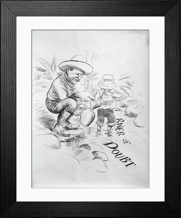 Framed Print : Theodore Roosevelt - Cartoon About The River of Doubt, 1914. Creator: Unknown Framed Print : Theodore Roosevelt - Cartoon About The River of Doubt, 1914. Creator: Unknown