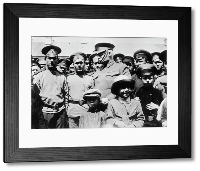 Framed Print : Russia War Pictures - Children with General H.L. Scott, 1917. Creator: Unknown Framed Print : Russia War Pictures - Children with General H.L. Scott, 1917. Creator: Unknown