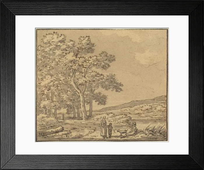 Framed Print : A Landscape with Three Figures and a Dog. Creator: Theodore Rousseau Framed Print : A Landscape with Three Figures and a Dog. Creator: Theodore Rousseau
