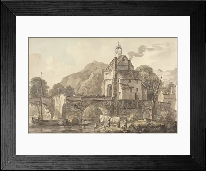 Framed Print : The Bridge at Bridgnorth in Shropshire. Creator: Paul Sandby Framed Print : The Bridge at Bridgnorth in Shropshire. Creator: Paul Sandby