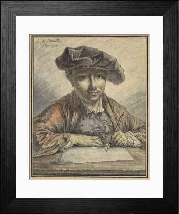 Framed Print : Self-Portrait Sketching, 1752. Creator: Georg Friedrich Schmidt Framed Print : Self-Portrait Sketching, 1752. Creator: Georg Friedrich Schmidt