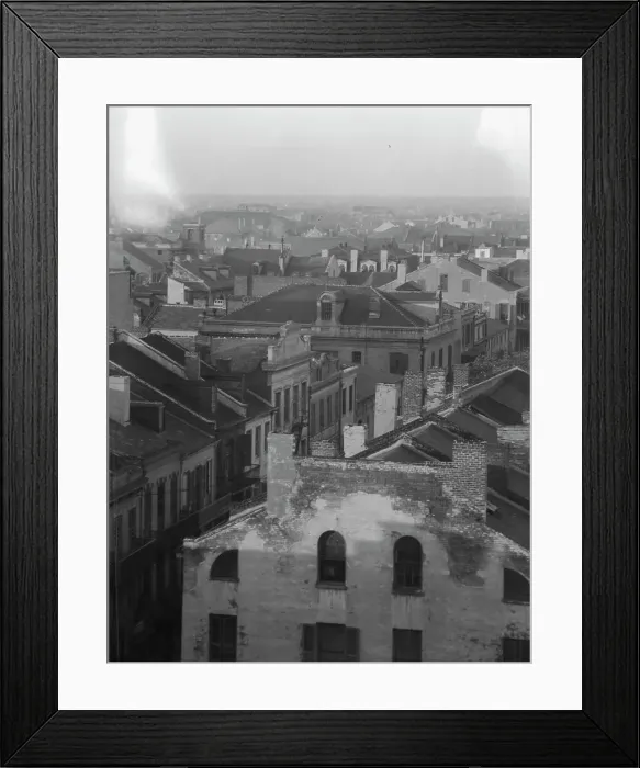 Framed Print : Royal Street roofs and gable ends, New Orleans, between 1920 and 1926. Creator: Arnold Genthe Framed Print : Royal Street roofs and gable ends, New Orleans, between 1920 and 1926. Creator: Arnold Genthe