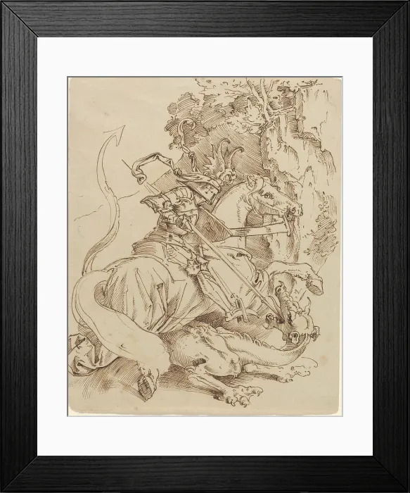 Framed Print : Saint George and the Dragon, 1825 / 1830. Creator: Moritz von Schwind