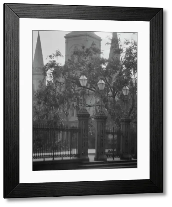 Framed Print : St. Louis Cathedral from Jackson Square, New Orleans, between 1920 and 1926. Creator: Arnold Genthe Framed Print : St. Louis Cathedral from Jackson Square, New Orleans, between 1920 and 1926. Creator: Arnold Genthe