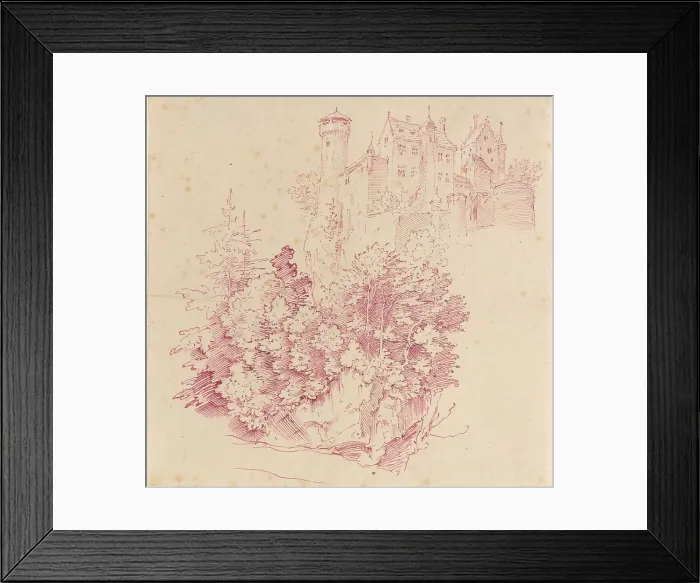 Framed Print : Fortified Castle on a High Cliff, c. 1830. Creator: Moritz von Schwind Framed Print : Fortified Castle on a High Cliff, c. 1830. Creator: Moritz von Schwind