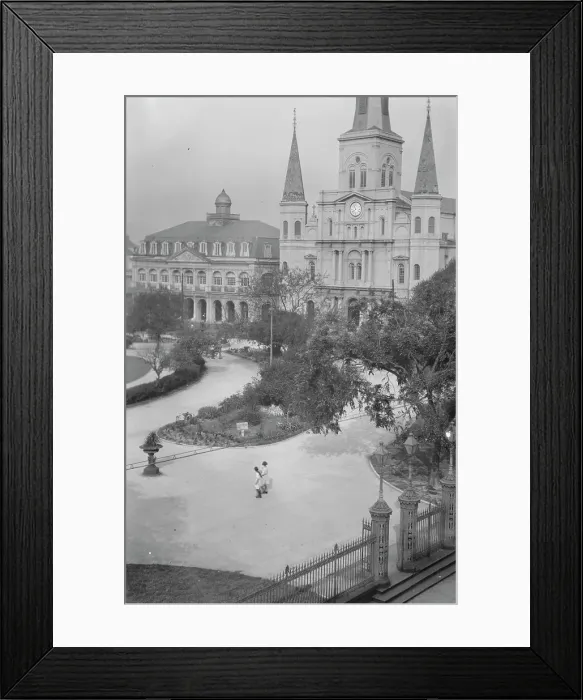 Framed Print : St. Louis Cathedral and the Cabildo, New Orleans, between 1920 and 1926. Creator: Arnold Genthe Framed Print : St. Louis Cathedral and the Cabildo, New Orleans, between 1920 and 1926. Creator: Arnold Genthe