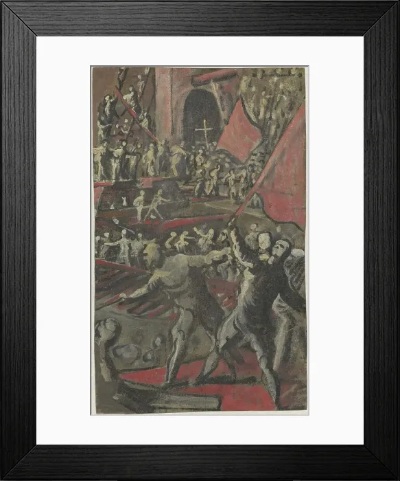 Framed Print : Venetian Soldiers Attacking Constantinople (recto), 1598 / 1605. Creator: Domenico Tintoretto Framed Print : Venetian Soldiers Attacking Constantinople (recto), 1598 / 1605. Creator: Domenico Tintoretto