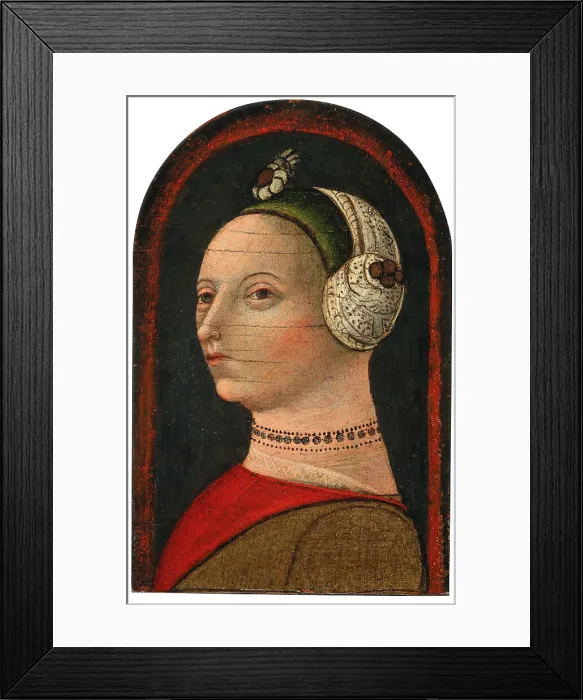 Framed Print : Portrait of Bianca Maria Visconti Sforza (1425-1468), Mid of the 15th cen.. Creator: La bottega degli Zavattari (Mid of the 15th century) Framed Print : Portrait of Bianca Maria Visconti Sforza (1425-1468), Mid of the 15th cen.. Creator: La bottega degli Zavattari (Mid of the 15th century)