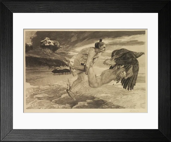 Framed Print : The Abduction of Prometheus (Opus XII, plate 24 from Brahms Phantasy'), 1894. Creator: Klinger, Max (1857-1920). The Abduction of Prometheus (Opus XII, plate 24 from Brahms Phantasy'), 1894. Creator: Klinger, Max (1857-1920) Framed Print : The Abduction of Prometheus (Opus XII, plate 24 from Brahms Phantasy'), 1894. Creator: Klinger, Max (1857-1920). The Abduction of Prometheus (Opus XII, plate 24 from Brahms Phantasy'), 1894. Creator: Klinger, Max (1857-1920)