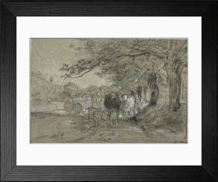 Framed Print : Cows and Sheep under Trees, c. 1850. Creator: Constant Troyon Framed Print : Cows and Sheep under Trees, c. 1850. Creator: Constant Troyon