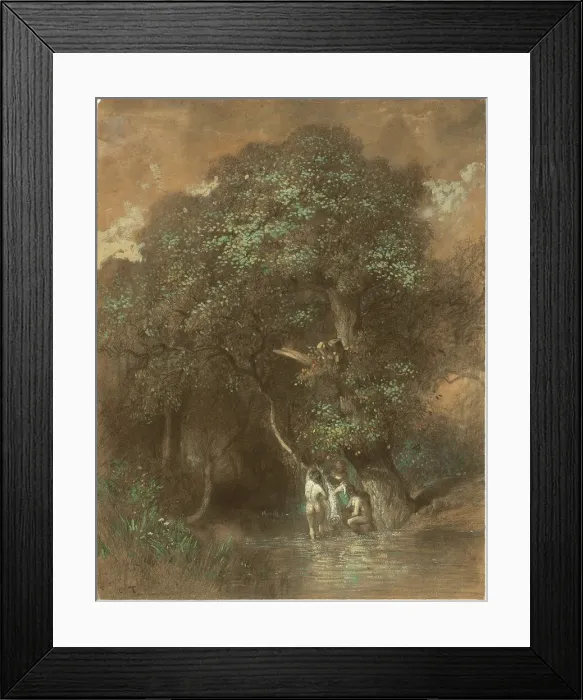 Framed Print : Bathers by a Giant Oak, c. 1842 / 1844. Creator: Constant Troyon Framed Print : Bathers by a Giant Oak, c. 1842 / 1844. Creator: Constant Troyon