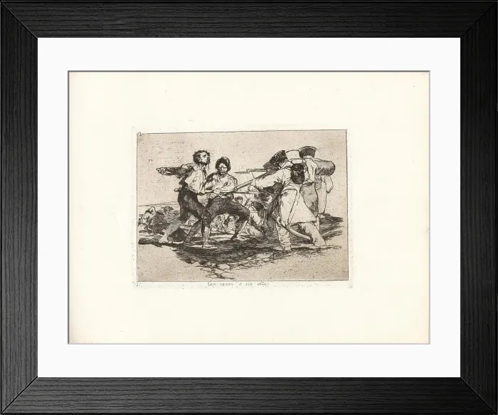 Framed Print : Los Desastres de la Guerra (The Disasters of War), Plate 2: Con razon ó sin ella... 1810s. Creator: Goya, Francisco, de (1746-1828) Framed Print : Los Desastres de la Guerra (The Disasters of War), Plate 2: Con razon ó sin ella... 1810s. Creator: Goya, Francisco, de (1746-1828)