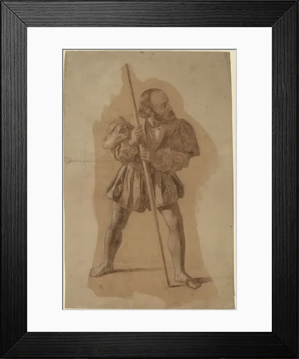 Framed Print : Figure Costume Study for Columbus Mural, Washington, D.C. in or after 1837. Creator: John Vanderlyn Framed Print : Figure Costume Study for Columbus Mural, Washington, D.C. in or after 1837. Creator: John Vanderlyn