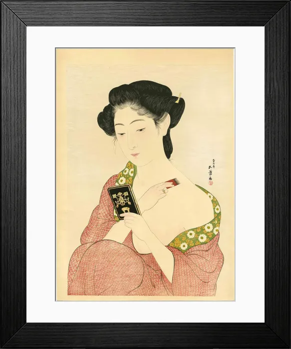 Framed Print : Woman applying makeup, 1918. Creator: Hashiguchi, Goyo (1881-1921) Framed Print : Woman applying makeup, 1918. Creator: Hashiguchi, Goyo (1881-1921)
