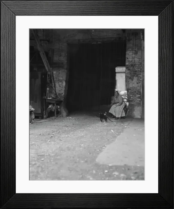 Framed Print : Woman and cats in a courtyard, New Orleans, between 1920 and 1926. Creator: Arnold Genthe Framed Print : Woman and cats in a courtyard, New Orleans, between 1920 and 1926. Creator: Arnold Genthe