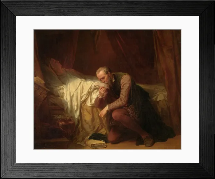 Framed Print : Michelangelo at the Deathbed of Vittoria Colonna, 1851. Creator: Keyser, Nicaise de (1813-1887) Framed Print : Michelangelo at the Deathbed of Vittoria Colonna, 1851. Creator: Keyser, Nicaise de (1813-1887)