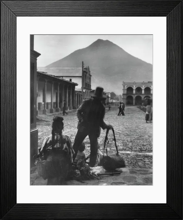 Framed Print : Plaza and volcano of Antigua, Guatemala, between 1899 and 1926. Creator: Arnold Genthe