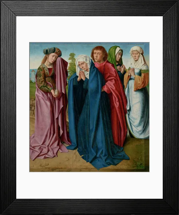 Framed Print : Christ Nailed to the Cross (The Holy Women and Saint John at Golgotha), 1480-1485. Creator: David, Gerard (ca. 1460-1523) Framed Print : Christ Nailed to the Cross (The Holy Women and Saint John at Golgotha), 1480-1485. Creator: David, Gerard (ca. 1460-1523)