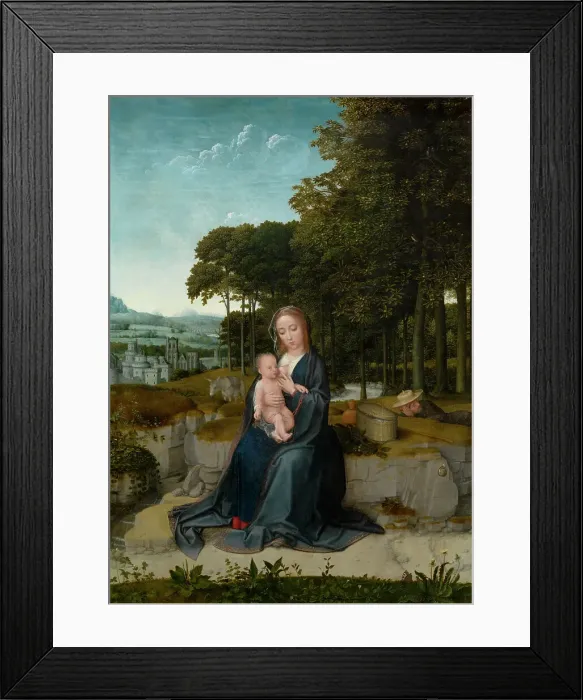 Framed Print : The Rest on the Flight into Egypt. Creator: David, Gerard (ca. 1460-1523) Framed Print : The Rest on the Flight into Egypt. Creator: David, Gerard (ca. 1460-1523)