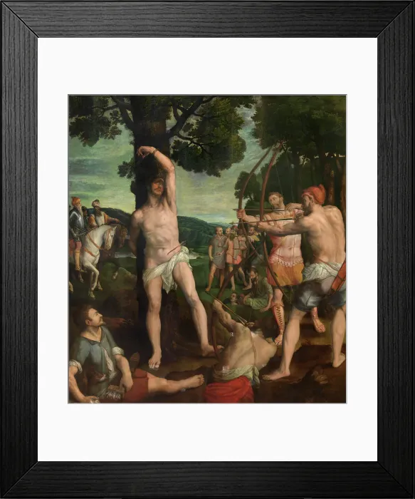 Framed Print : The Martyrdom of Saint Sebastian, 1575. Creator: Coxcie (Coxie), Michiel (1499-1592) Framed Print : The Martyrdom of Saint Sebastian, 1575. Creator: Coxcie (Coxie), Michiel (1499-1592)