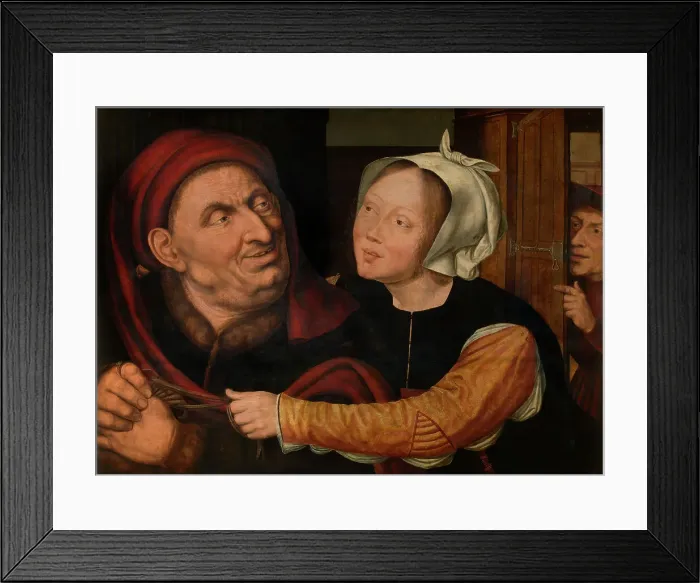 Framed Print : The Unequal Pair of Lovers. Creator: Massys, Quentin (1466-1530) Framed Print : The Unequal Pair of Lovers. Creator: Massys, Quentin (1466-1530)