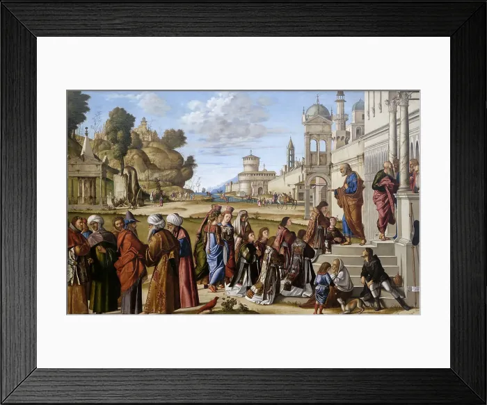 Framed Print : Consecration of Saint Stephen as deacon, 1511. Creator: Carpaccio, Vittore (1460-1526) Framed Print : Consecration of Saint Stephen as deacon, 1511. Creator: Carpaccio, Vittore (1460-1526)