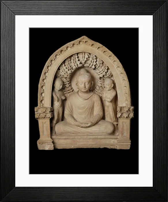 Framed Print : Buddha and two monks, 3rd cen. AD. Creator: Central Asian Art Framed Print : Buddha and two monks, 3rd cen. AD. Creator: Central Asian Art