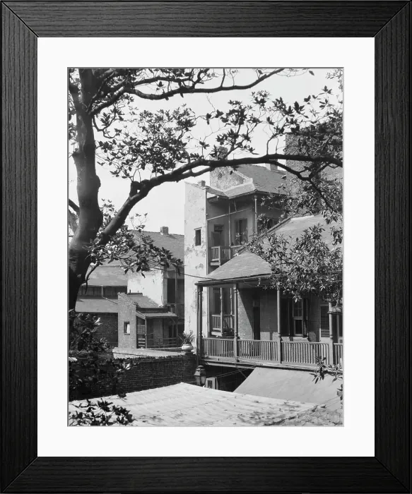 Framed Print : Courtyard balconies and upper levels of houses, New Orleans, between 1920 and 1926. Creator: Arnold Genthe