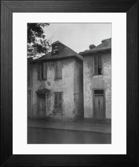 Framed Print : Facades of two-story houses, [Alexander Peronneau Tenements, 141 Church Street... c1920-1926. Creator: Arnold Genthe Framed Print : Facades of two-story houses, [Alexander Peronneau Tenements, 141 Church Street... c1920-1926. Creator: Arnold Genthe