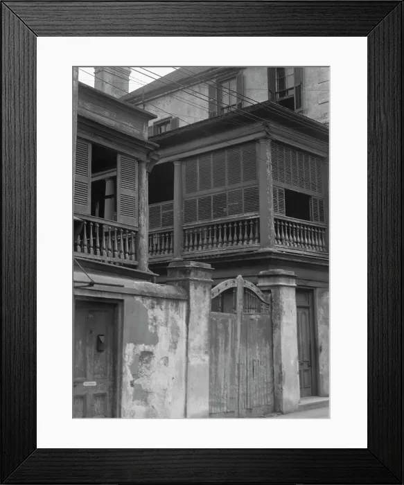 Framed Print : Multi-story house behind wall with gate, Charleston, South Carolina, between 1920 and 1926. Creator: Arnold Genthe Framed Print : Multi-story house behind wall with gate, Charleston, South Carolina, between 1920 and 1926. Creator: Arnold Genthe