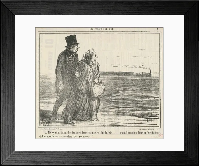 Framed Print : Ils vont un train d'enfer... 19th century. Creator: Honore Daumier Framed Print : Ils vont un train d'enfer... 19th century. Creator: Honore Daumier