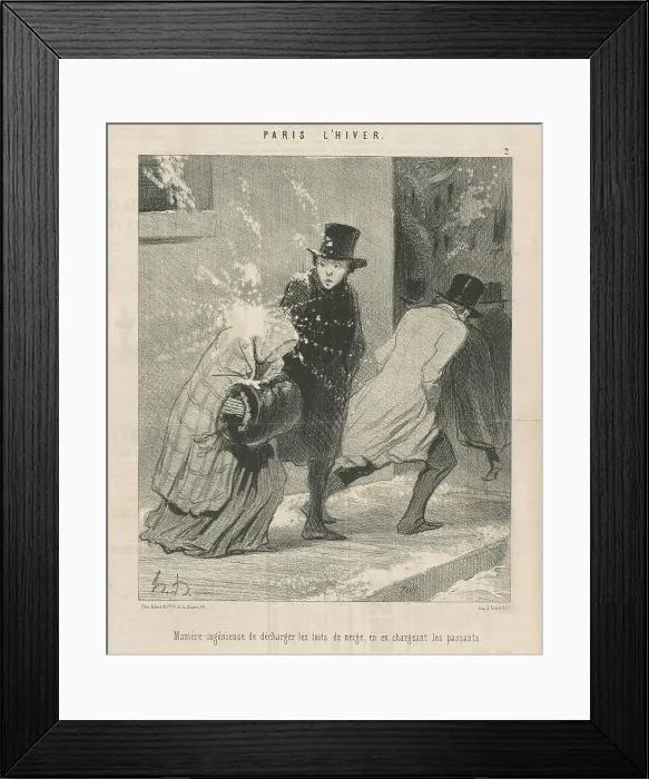 Framed Print : Manière ingénieuse de décharger les toites... 19th century. Creator: Honore Daumier Framed Print : Manière ingénieuse de décharger les toites... 19th century. Creator: Honore Daumier