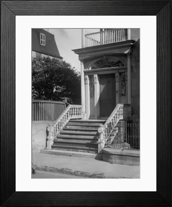 Framed Print : Entrance to a multi-story house, New Orleans or Charleston, South Carolina, between 1920 and 1926. Creator: Arnold Genthe Framed Print : Entrance to a multi-story house, New Orleans or Charleston, South Carolina, between 1920 and 1926. Creator: Arnold Genthe