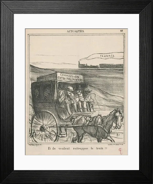 Framed Print : Et ils veulent rattraper le train!!!, 19th century. Creator: Honore Daumier Framed Print : Et ils veulent rattraper le train!!!, 19th century. Creator: Honore Daumier