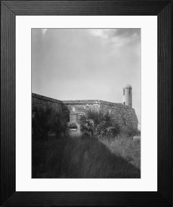 Framed Print : Walls and round tower by the water, Castillo de San Marcos, St. Augustine, Florida, c1920-c1926. Creator: Arnold Genthe Framed Print : Walls and round tower by the water, Castillo de San Marcos, St. Augustine, Florida, c1920-c1926. Creator: Arnold Genthe