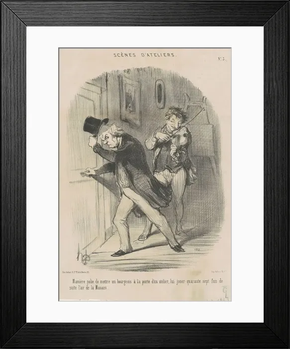 Framed Print : Manière polie de mettre... a la porte... 19th century. Creator: Honore Daumier Framed Print : Manière polie de mettre... a la porte... 19th century. Creator: Honore Daumier