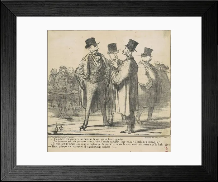 Framed Print : J'ai acheté... un tonneau de vin... 19th century. Creator: Honore Daumier Framed Print : J'ai acheté... un tonneau de vin... 19th century. Creator: Honore Daumier