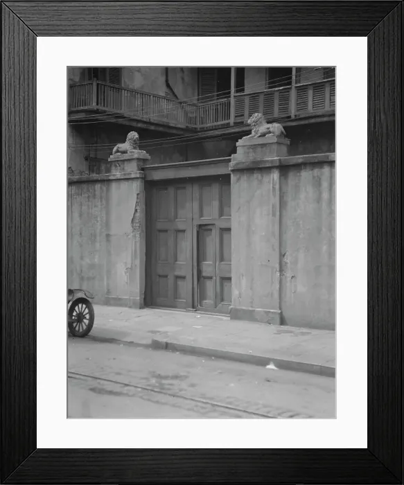 Framed Print : Lion Gate, New Orleans, between 1920 and 1926. Creator: Arnold Genthe Framed Print : Lion Gate, New Orleans, between 1920 and 1926. Creator: Arnold Genthe