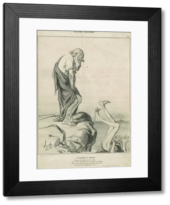 Framed Print : Télémaque et Mentor, 19th century. Creator: Honore Daumier Framed Print : Télémaque et Mentor, 19th century. Creator: Honore Daumier